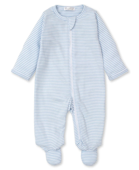 Light Blue Stripes Footie W Zip