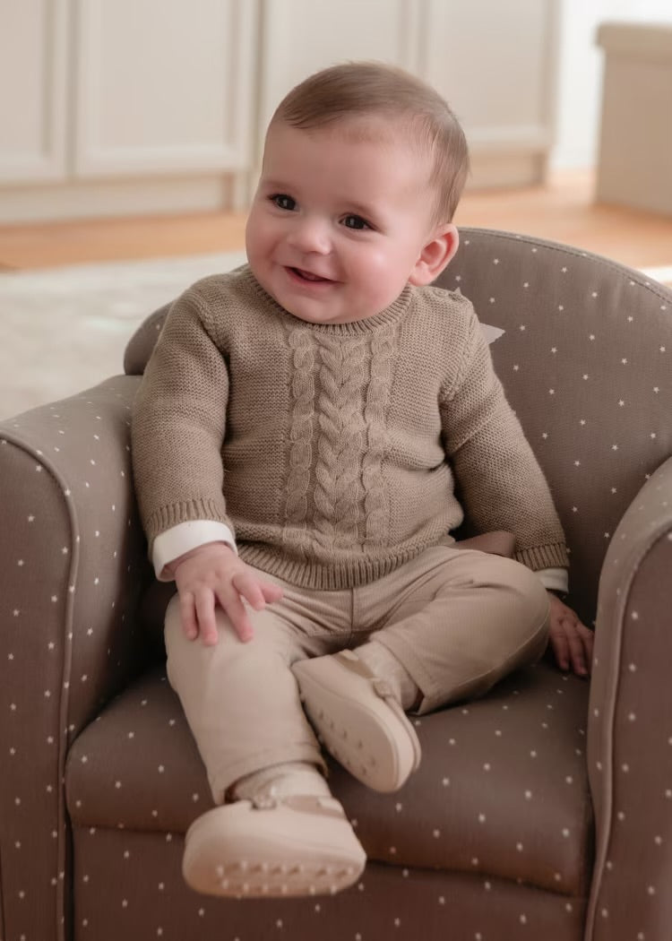 Brown Braided Sweater