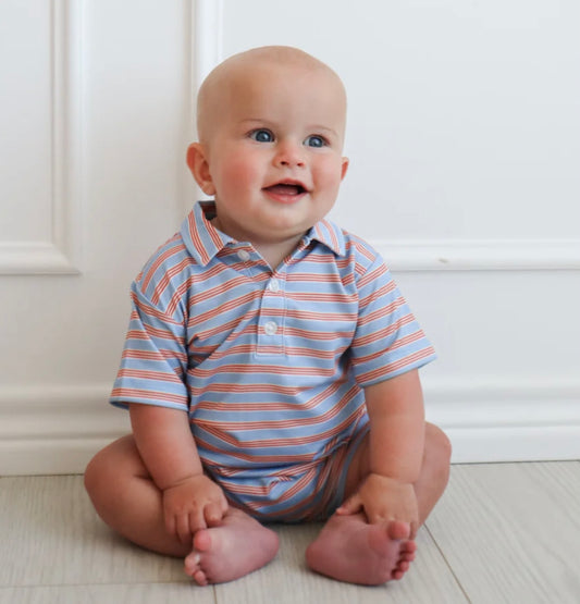 Knox Romper - Red & Blue Stripe