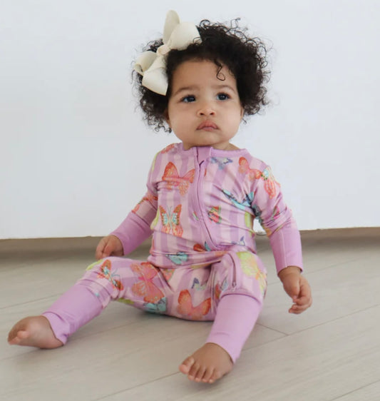 Zipper Romper - Purple Butterfly