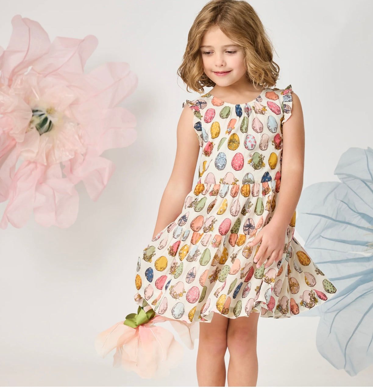 Multi Eggs Girls Eloise Ruffle Dress
