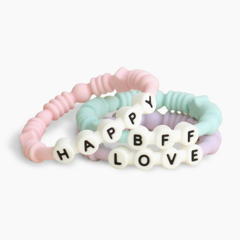 Bitzy Bands - Silicone Teether Pink, Blue, Purple