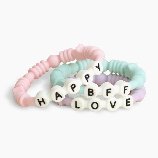 Bitzy Bands - Silicone Teether Pink, Blue, Purple