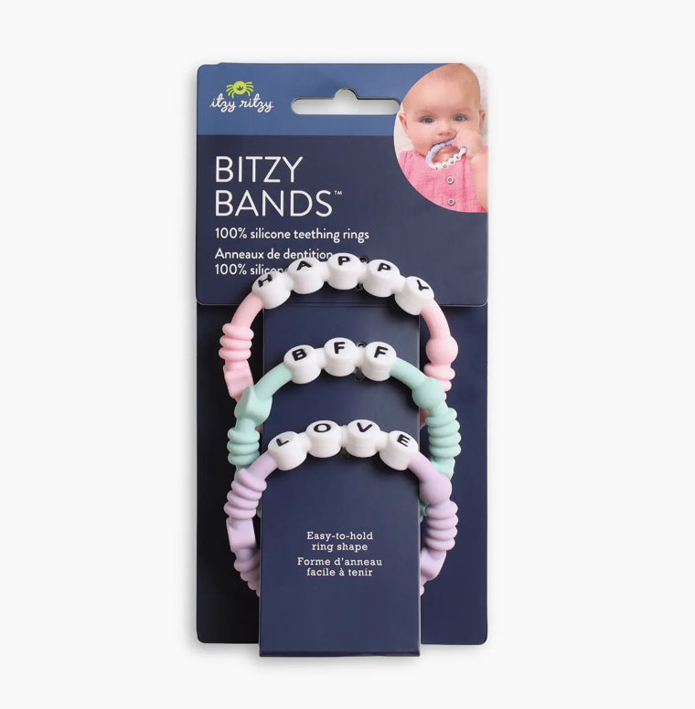 Bitzy Bands - Silicone Teether Pink, Blue, Purple