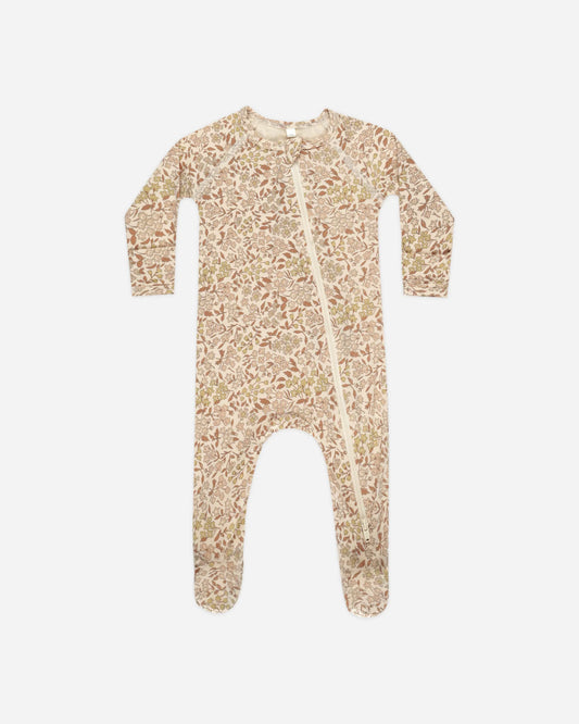 Harvest Floral Bamboo Zip Footie