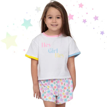 Hey Girl Hey White Ringer Boxy Tee