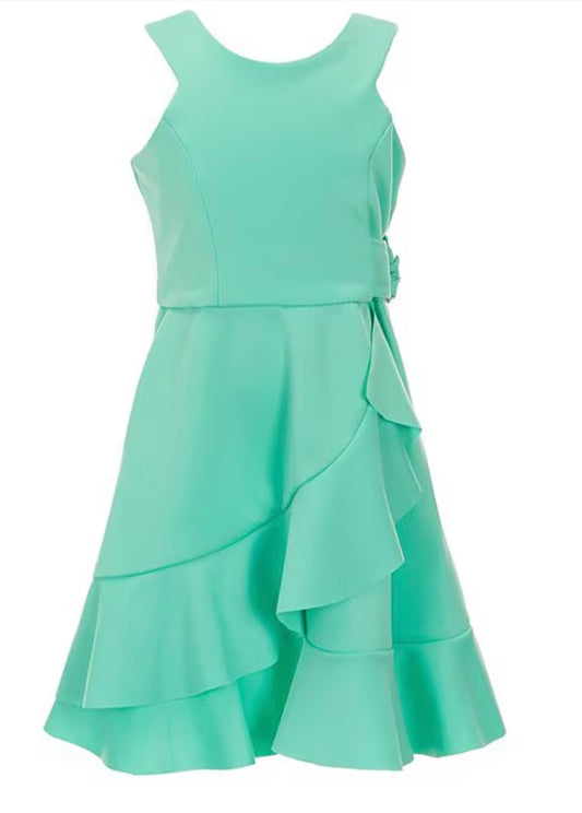 Mint Sleeveless Faux Wrap Dress