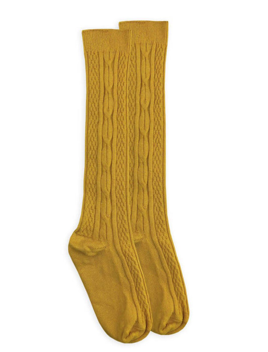 Mustard Cable Knee High Socks