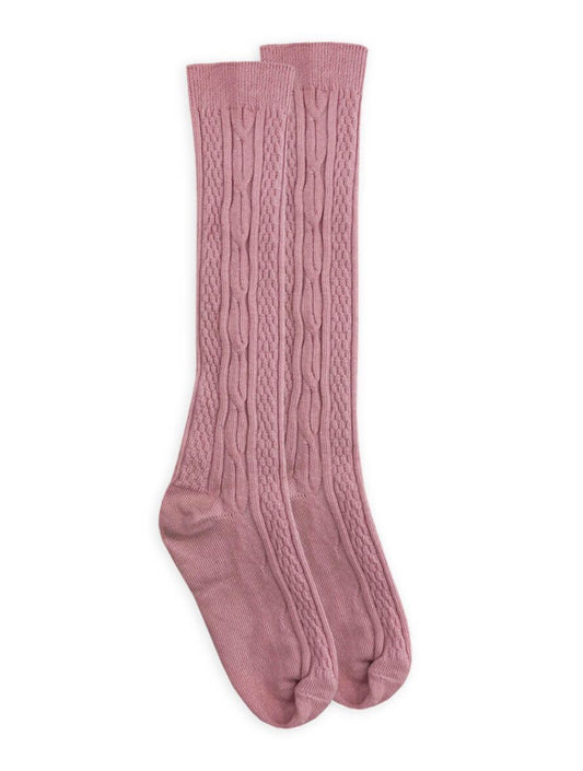 Mauve Cable Knee High Socks