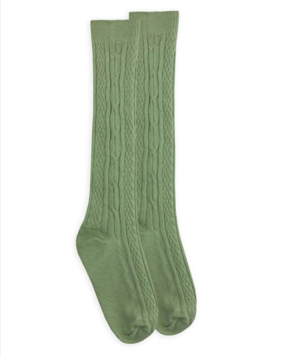 Sage Cable Knee High Socks