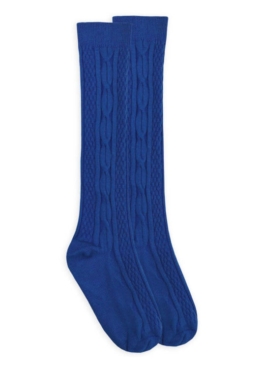 Cobalt Cable Knee High Socks