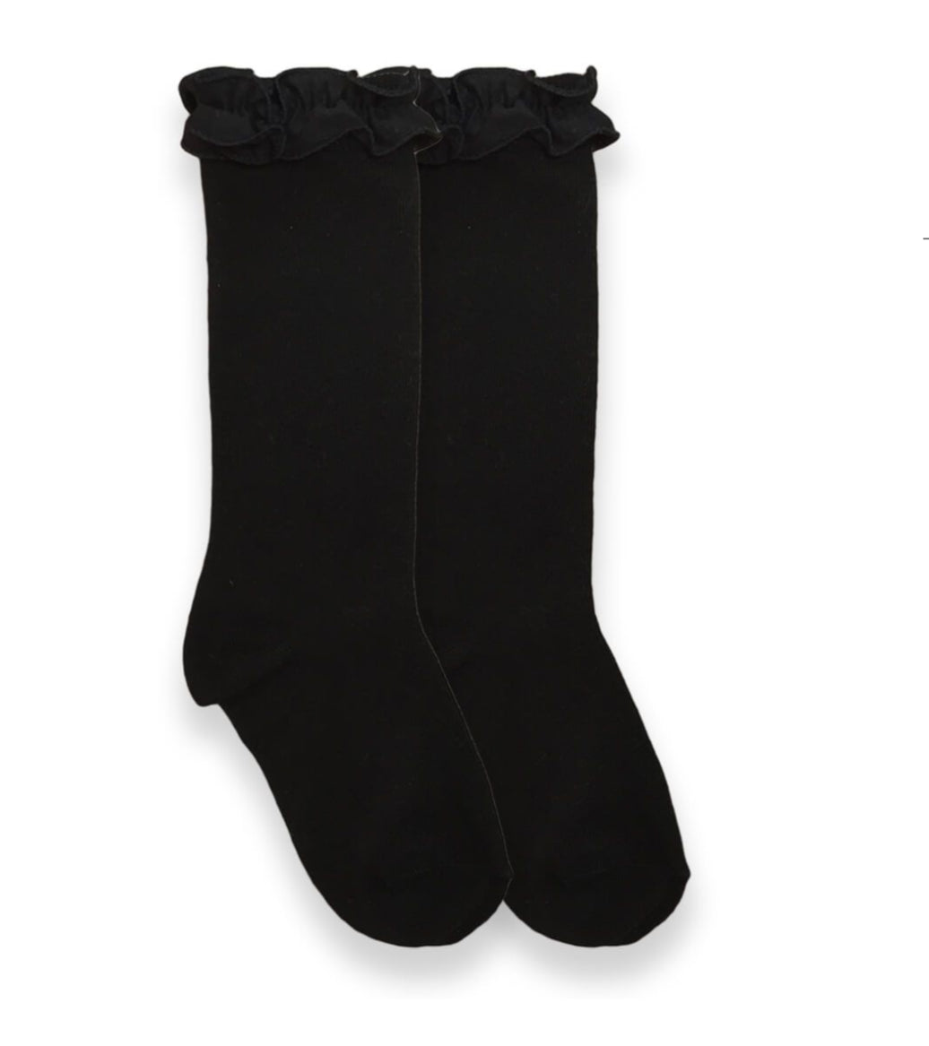 Black Ruffle Knee High Socks