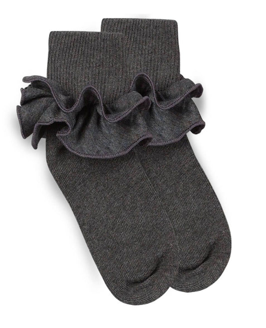 Charcoal Misty  Ruffle Socks