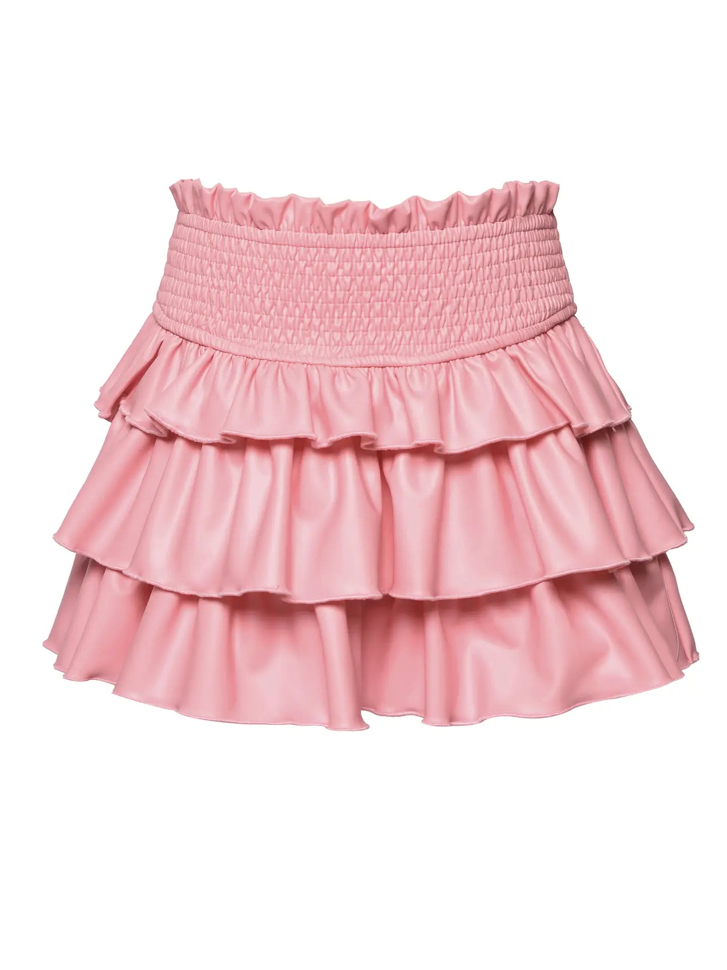 Pink Vegan Leather Skirt