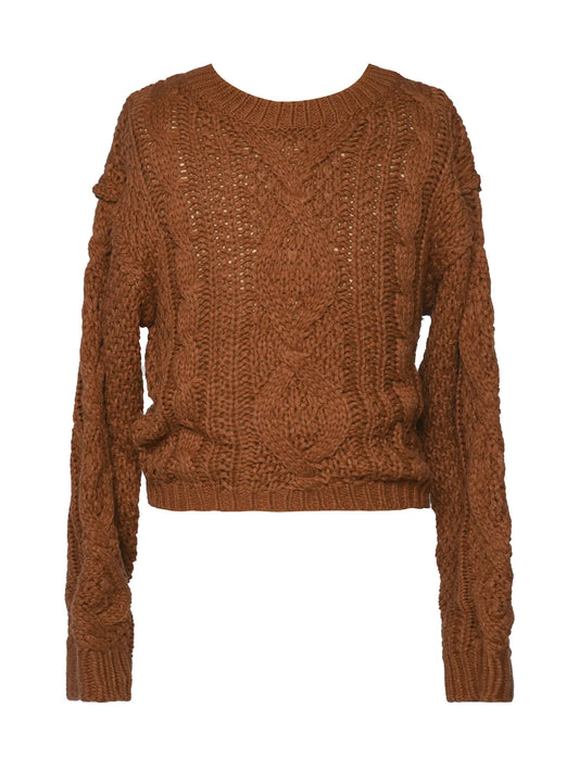 Brown Cable Knit Sweater