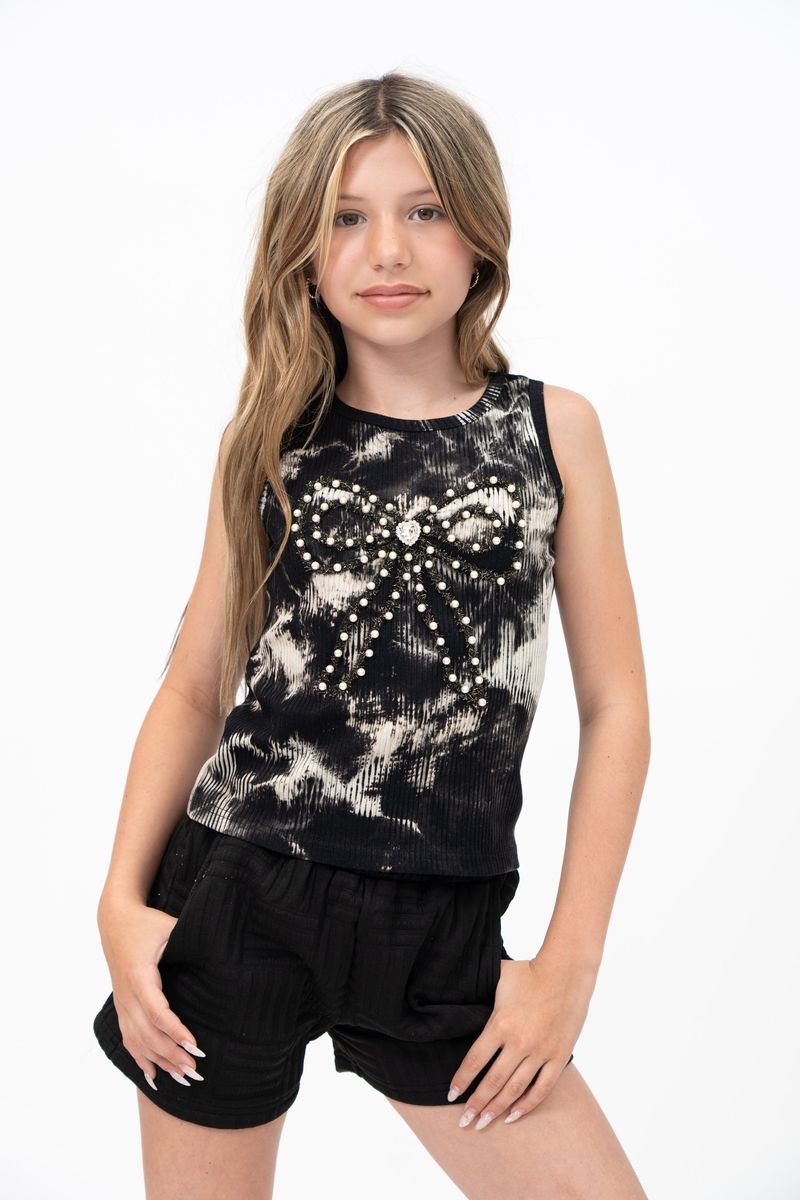 Bow Tie-Dye Ribbed Tank