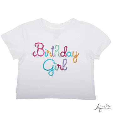 Birthday Girl In Sequin White Boxy Tee