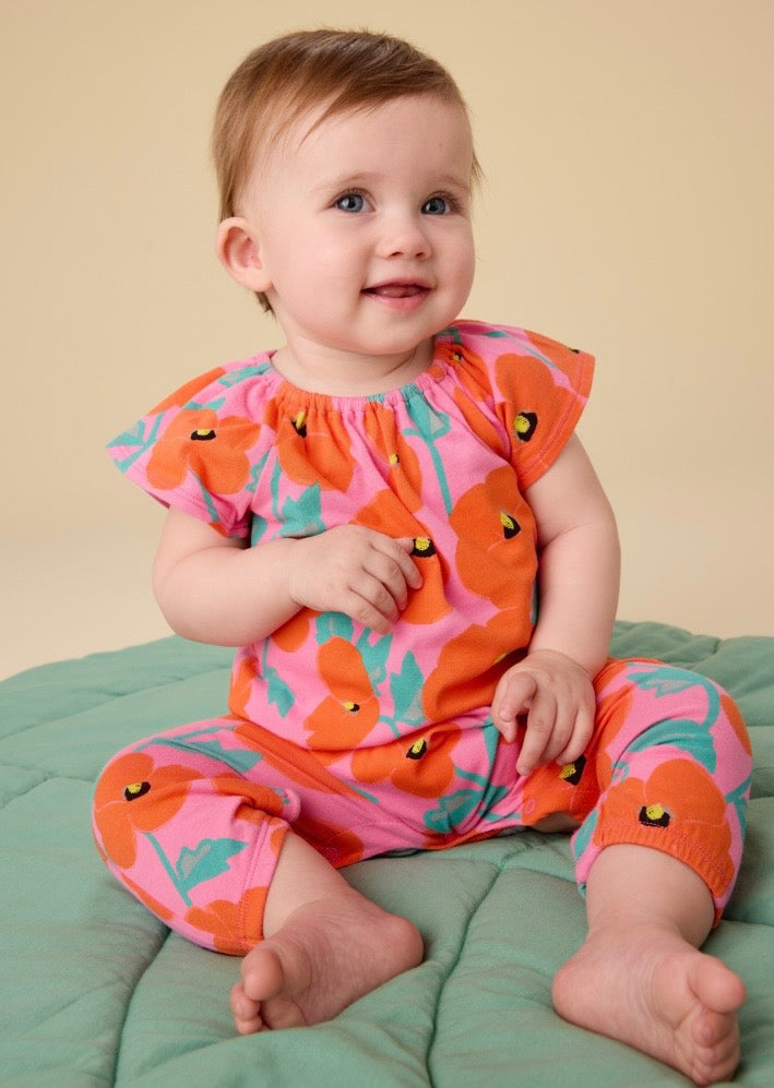 Poppy Poppies Tulip Sleeve Baby Romper