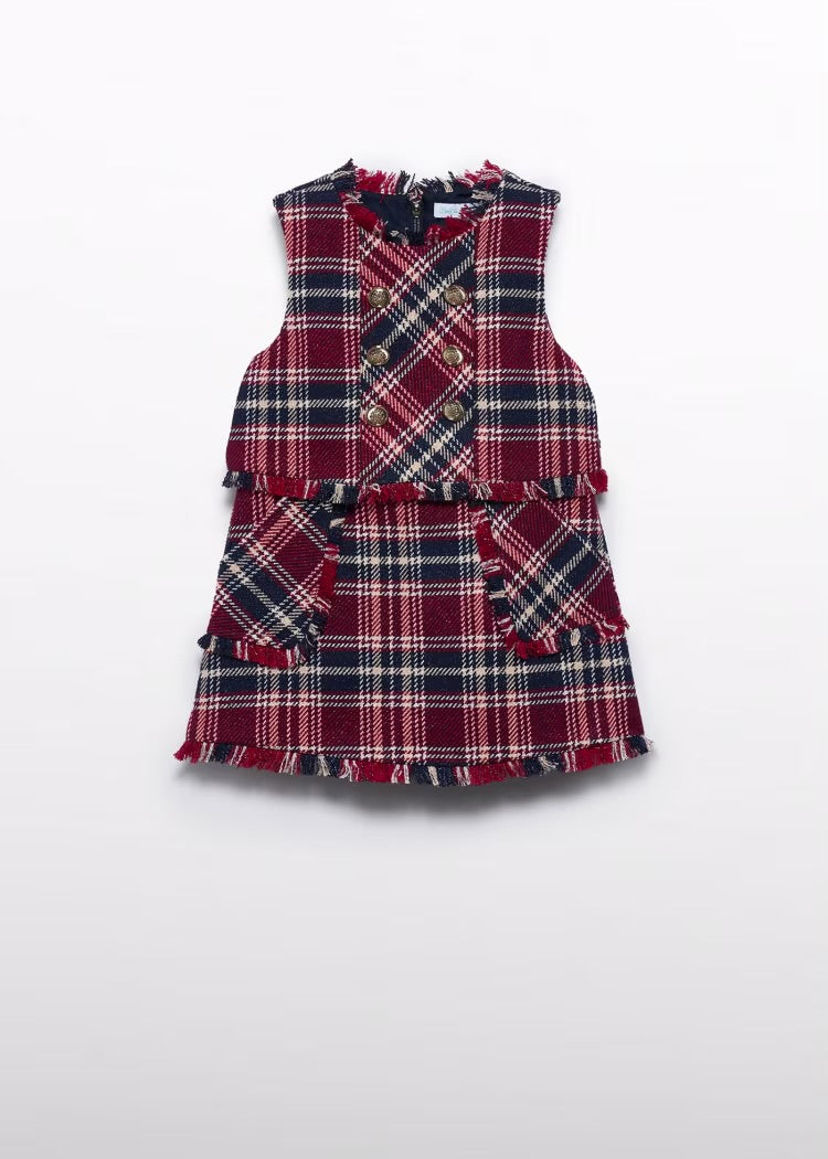 Shiny Check Pinafore Dress