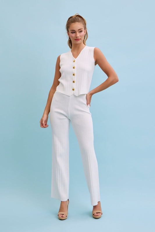 Ivory Majesty Ribbed Knit Set