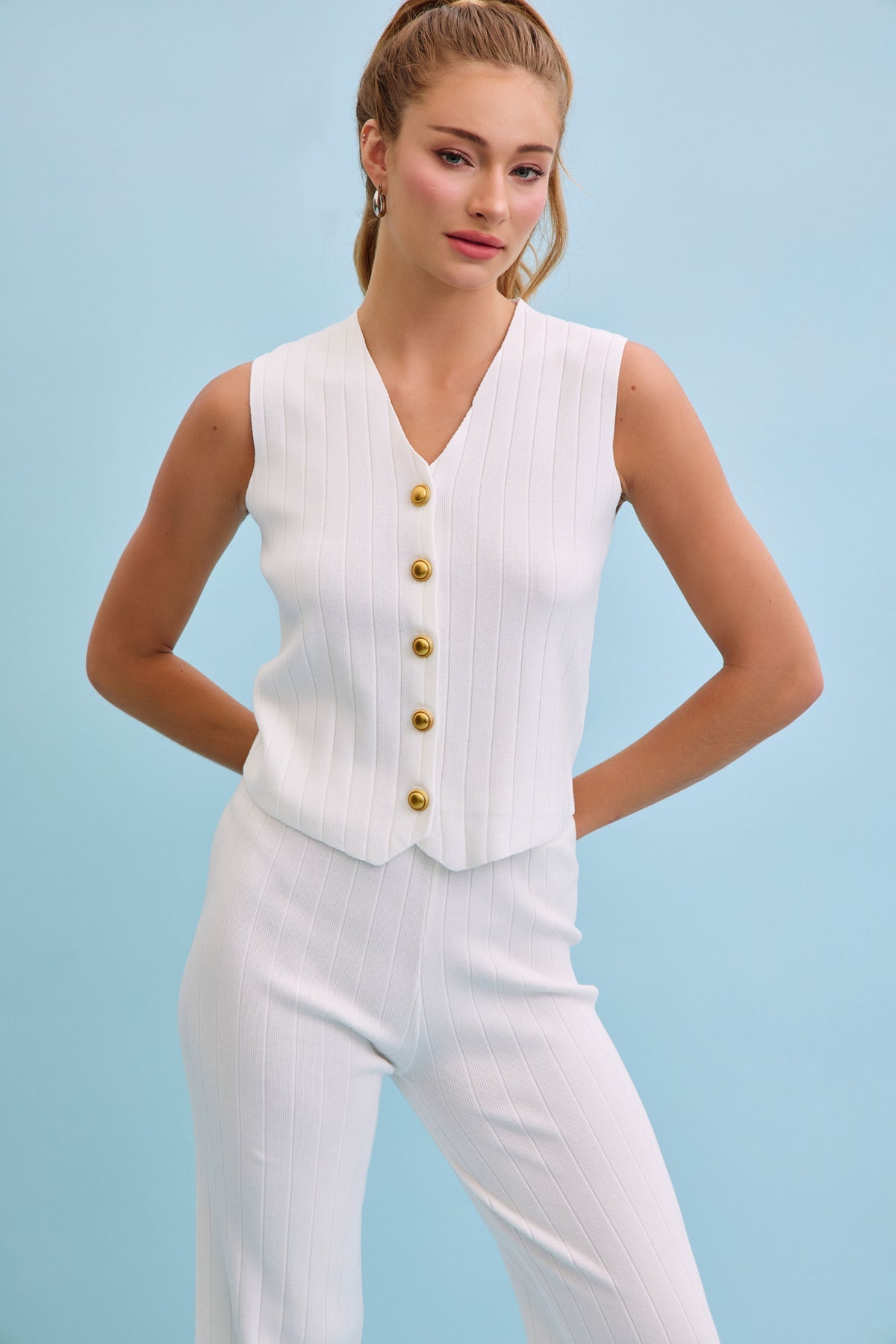 Ivory Majesty Ribbed Knit Set