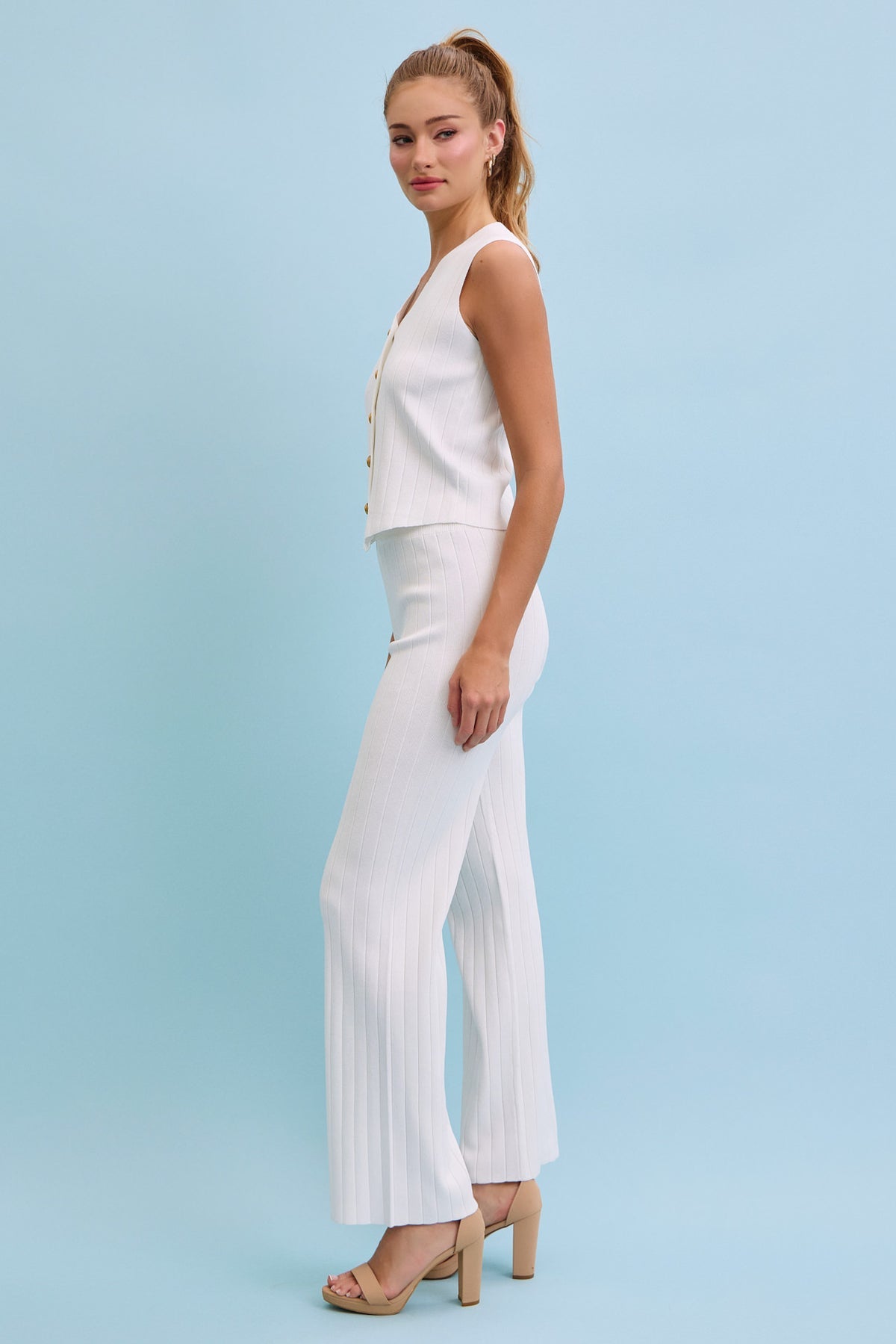 Ivory Majesty Ribbed Knit Set