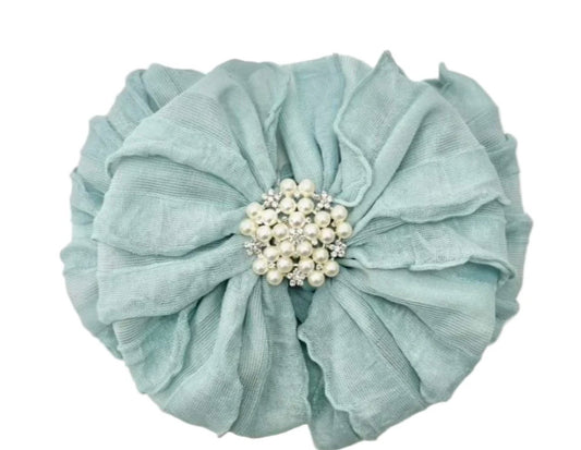 Baby Blue Pearl Ruffled Headband