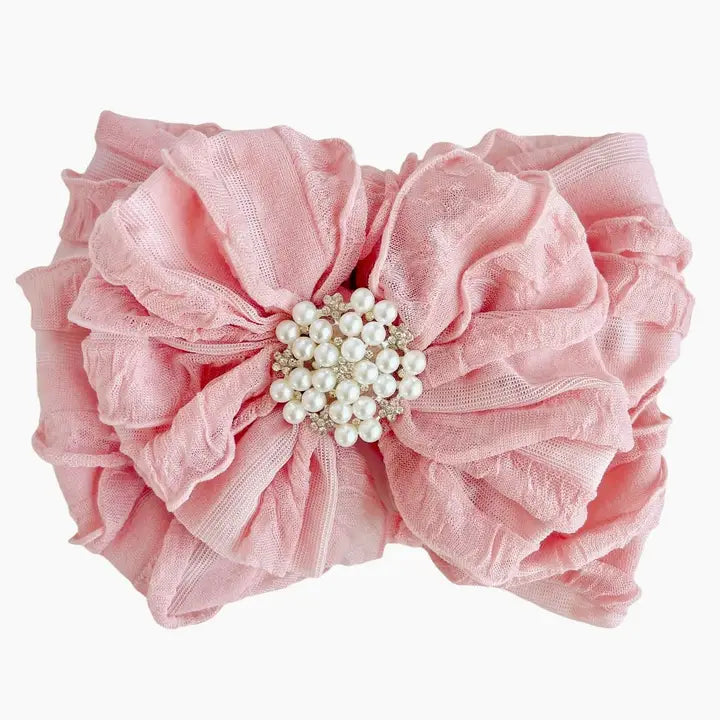 Paris Pink Pearl Ruffled Headband