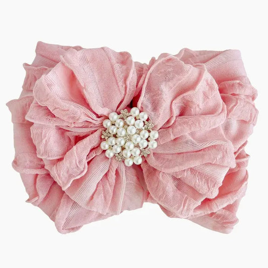 Paris Pink Pearl Ruffled Headband