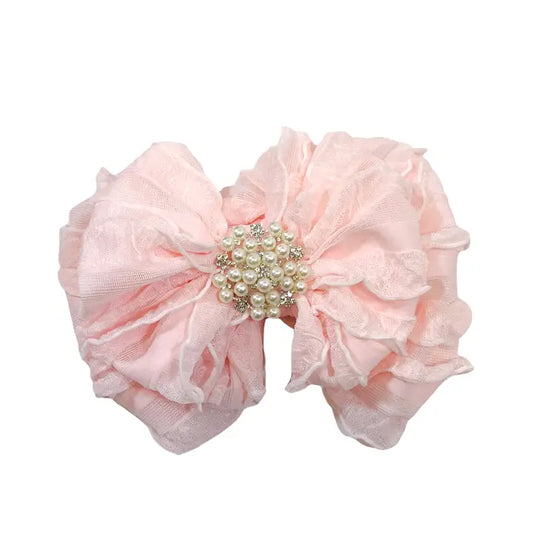 Sweet Pink Pearl Ruffled Headband