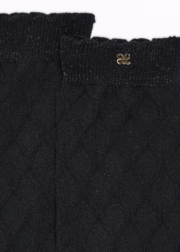 Black Jacquard Knee Socks