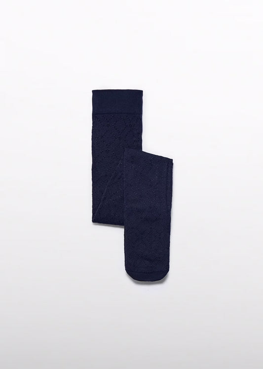 Navy Jacquard Tights