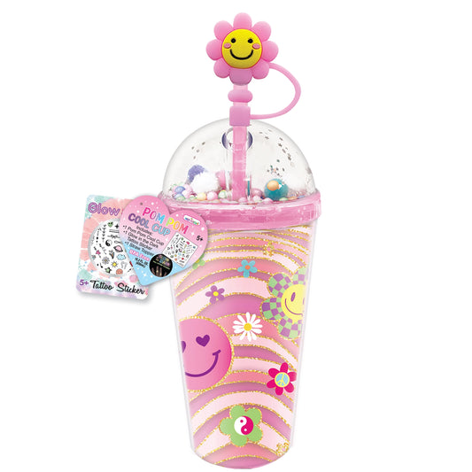 Crystal Cool Cup with Straw Topper, Groovy Flower