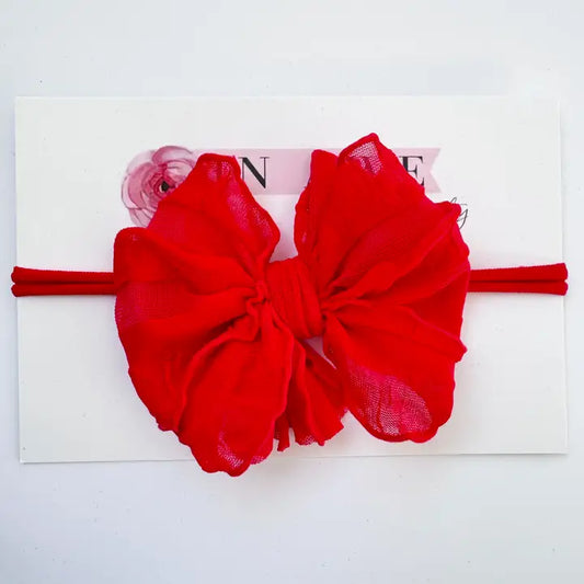Bright Red Skiny Mini Ruffled Headband
