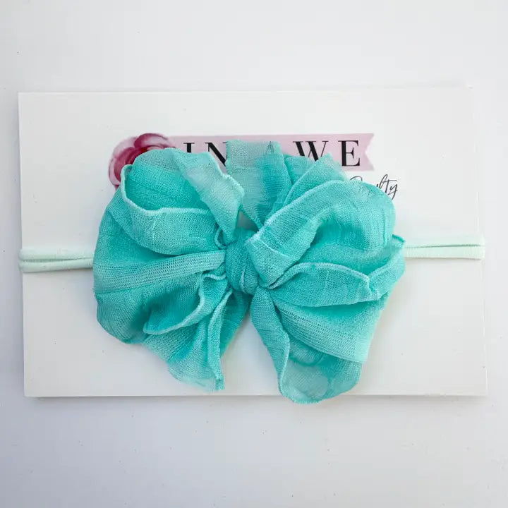 Cool Mint Skinny Mini Ruffled Headband
