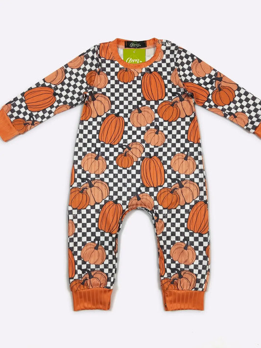 Checkered Pumpkin Romper