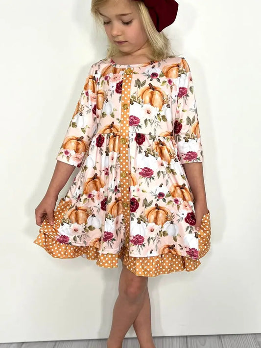 Pumpkin Floral Dress