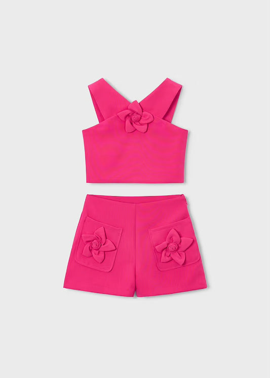 Flower Applique Shorts and Top Set - Bermuda