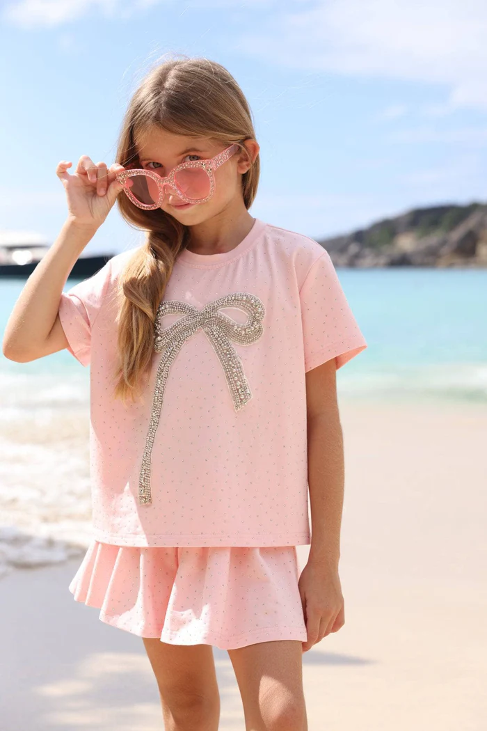 Pink Crystal Bow Short Set