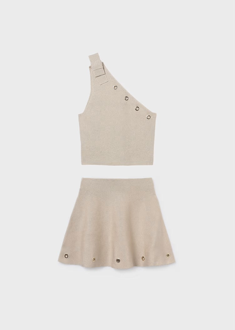 Top and Skirt Set - Sand