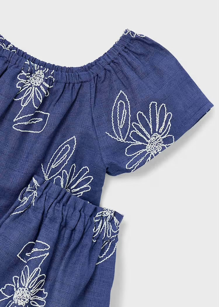 Linen Skirt and T-shirt Set - Porcelain