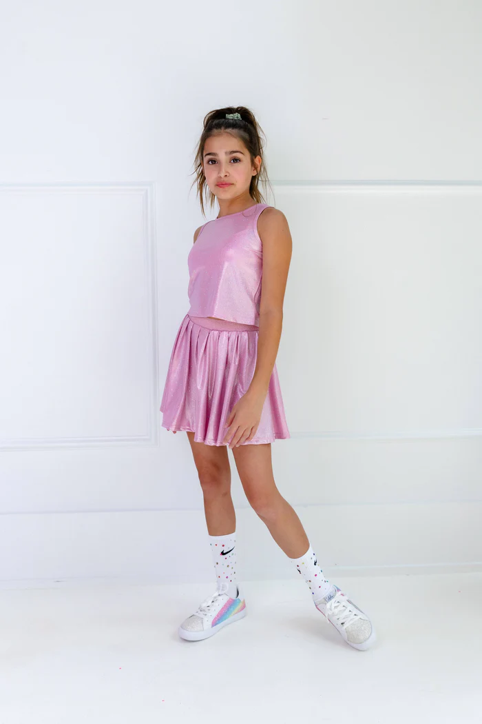 Pink Crystal Tennis Skort Set