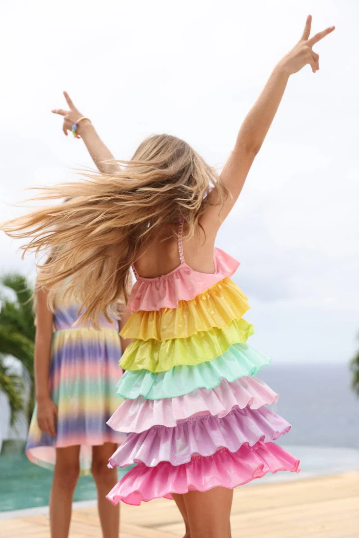 Rainbow Tiered Shimmer Dress