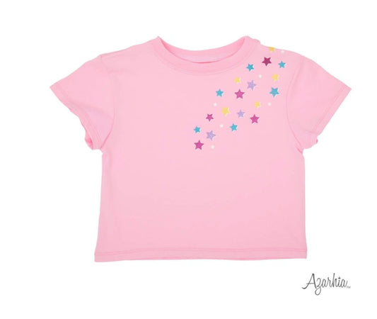 Pink Glitter Falling Stars Pink Boxy Tee