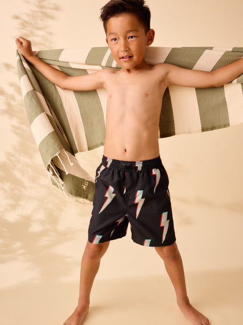Lightning Bolts Mid-Length Swim Trunks