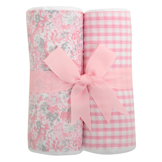 Pink Burp Cloth Set 2 Fabrics