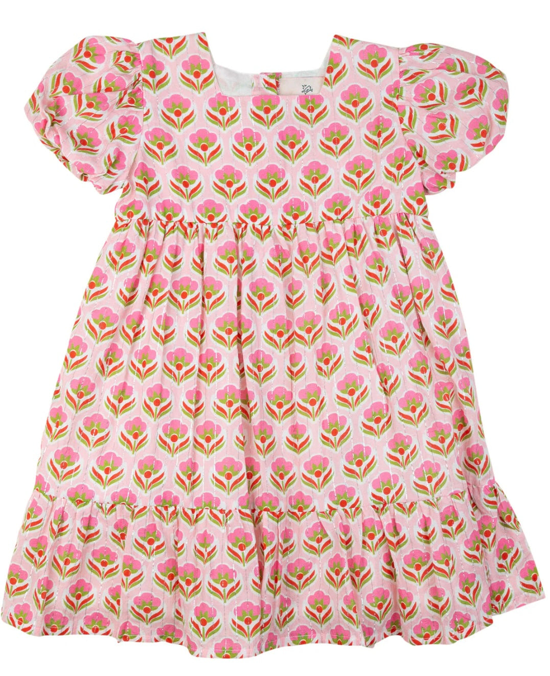 Pink Block Dress With Silver Lurex