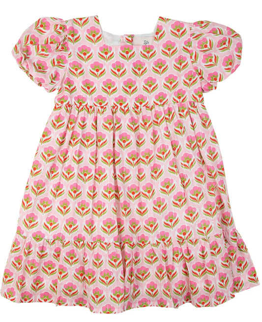 Pink Block Dress With Silver Lurex