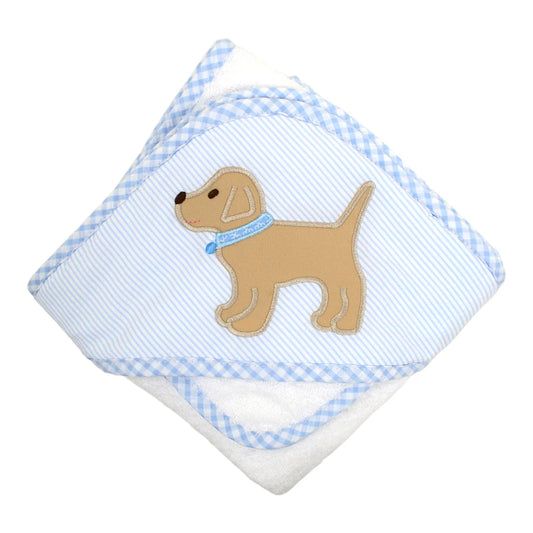 Blue Puppy Hooded Towel & Washcloth Set
