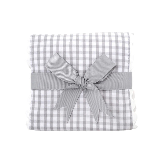 Gray Gingham Fancy Fabric Burp Cloth